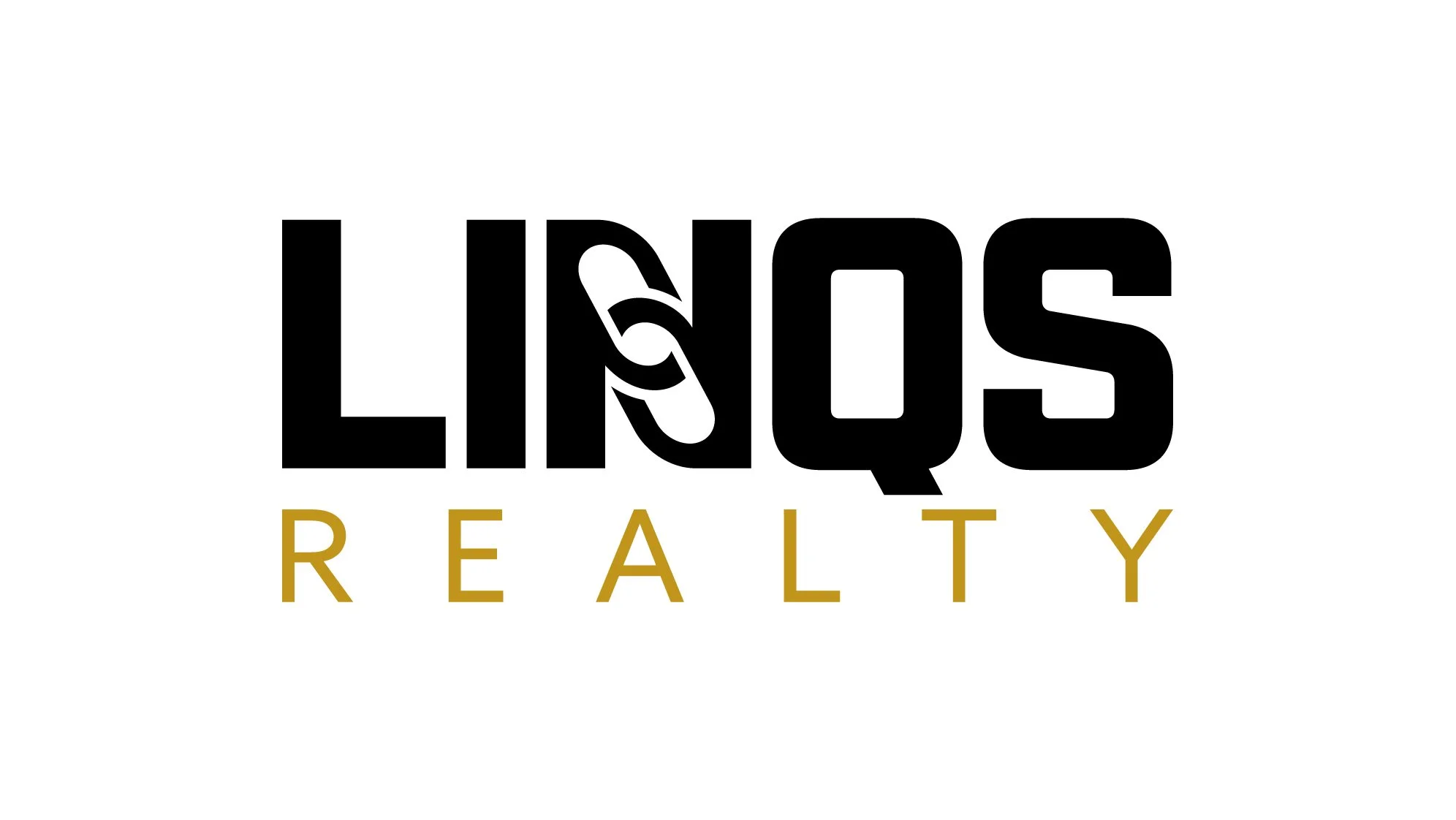 Logo for Los Gatos Realty with a black and white design and gold text.