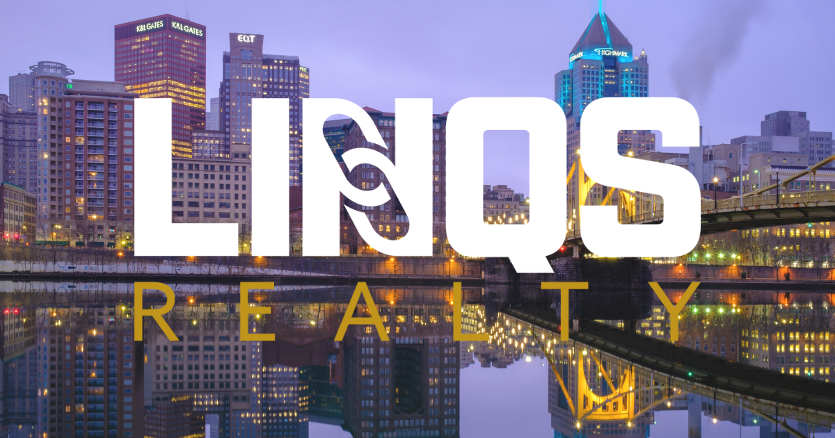 A city skyline at dusk with tall buildings and reflections in a river, overlaid with large white letters spelling 'LISQ' and smaller gold letters spelling 'REALITY'.