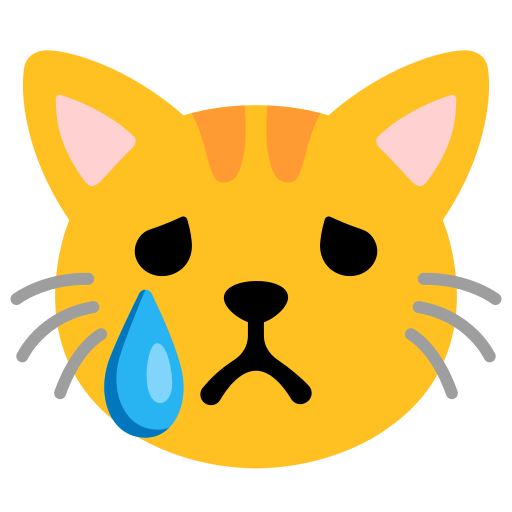 Sad yellow cat emoji with a teardrop on its cheek.