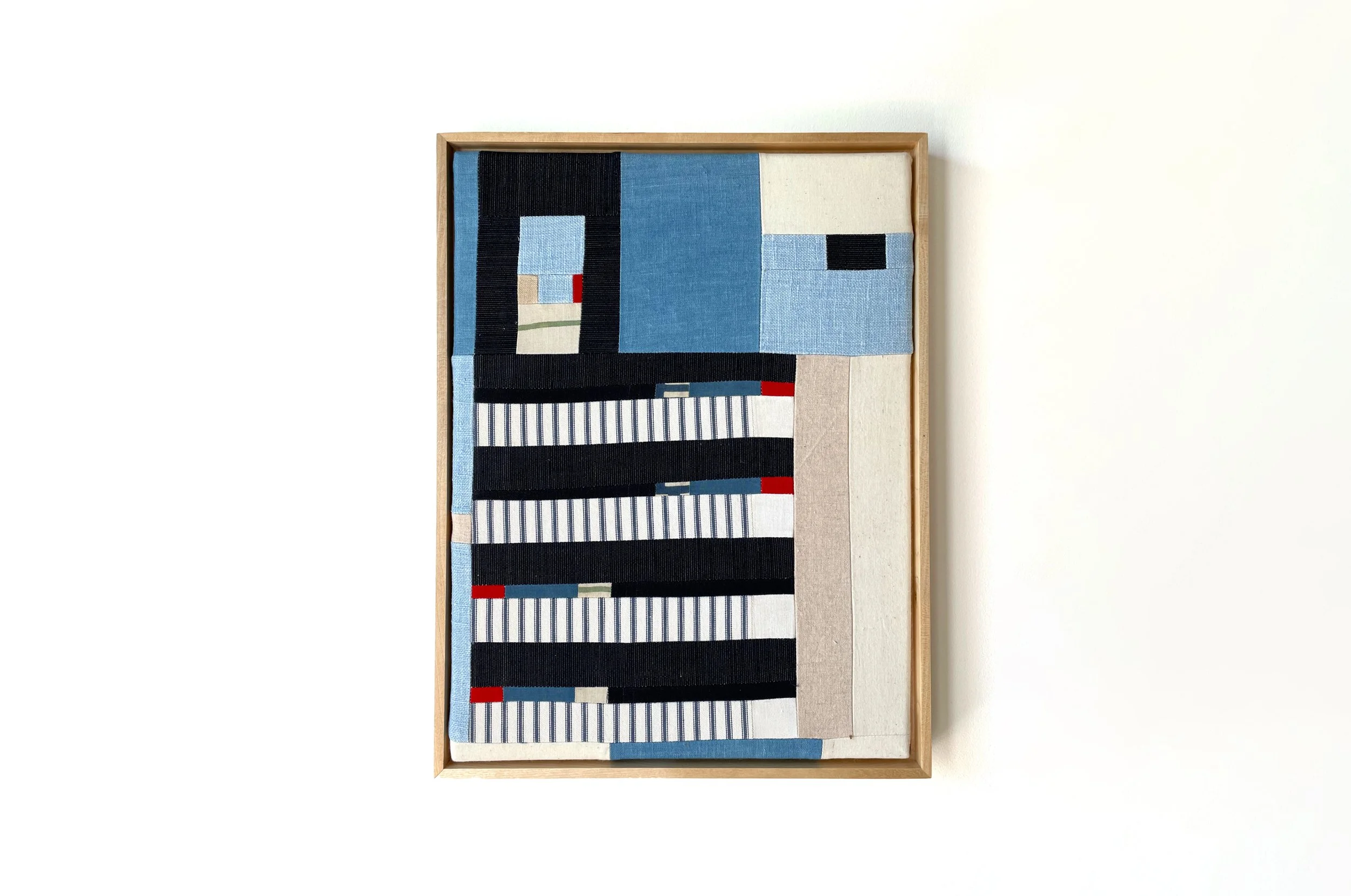 "One A Path, The Other A Plot." 
Cotton/ linen/ canvas. Solid maple wood frame. 13 x 17 inches.
