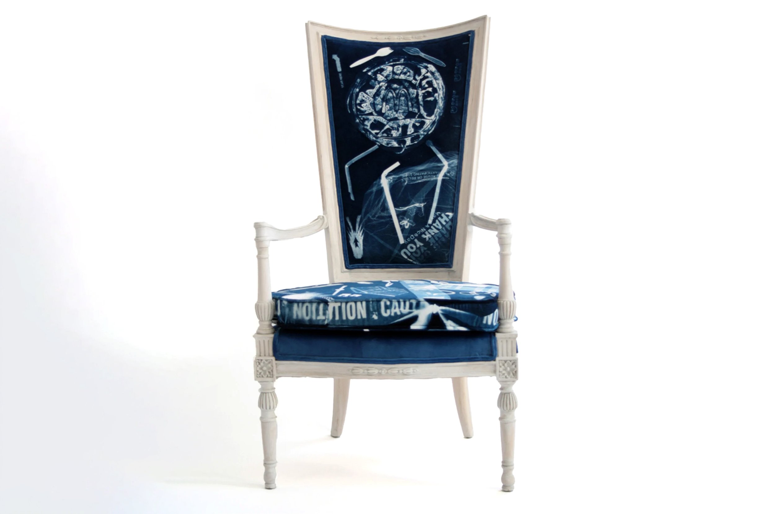 Tidemarks #I
Found chair/ cyanotype on cotton velvet using found objects.