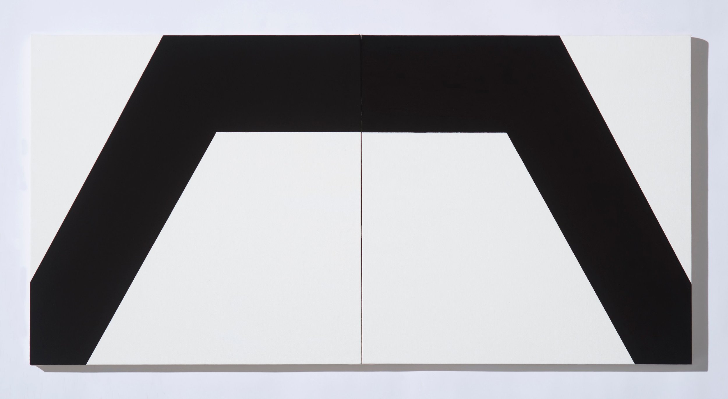 Black painted arrow on a white background, composed of two pieces of separate art.