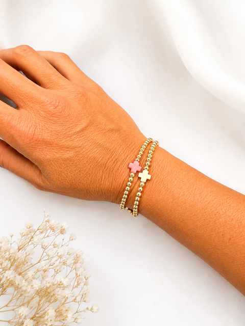 Signature single cross 4mm gold bracelet