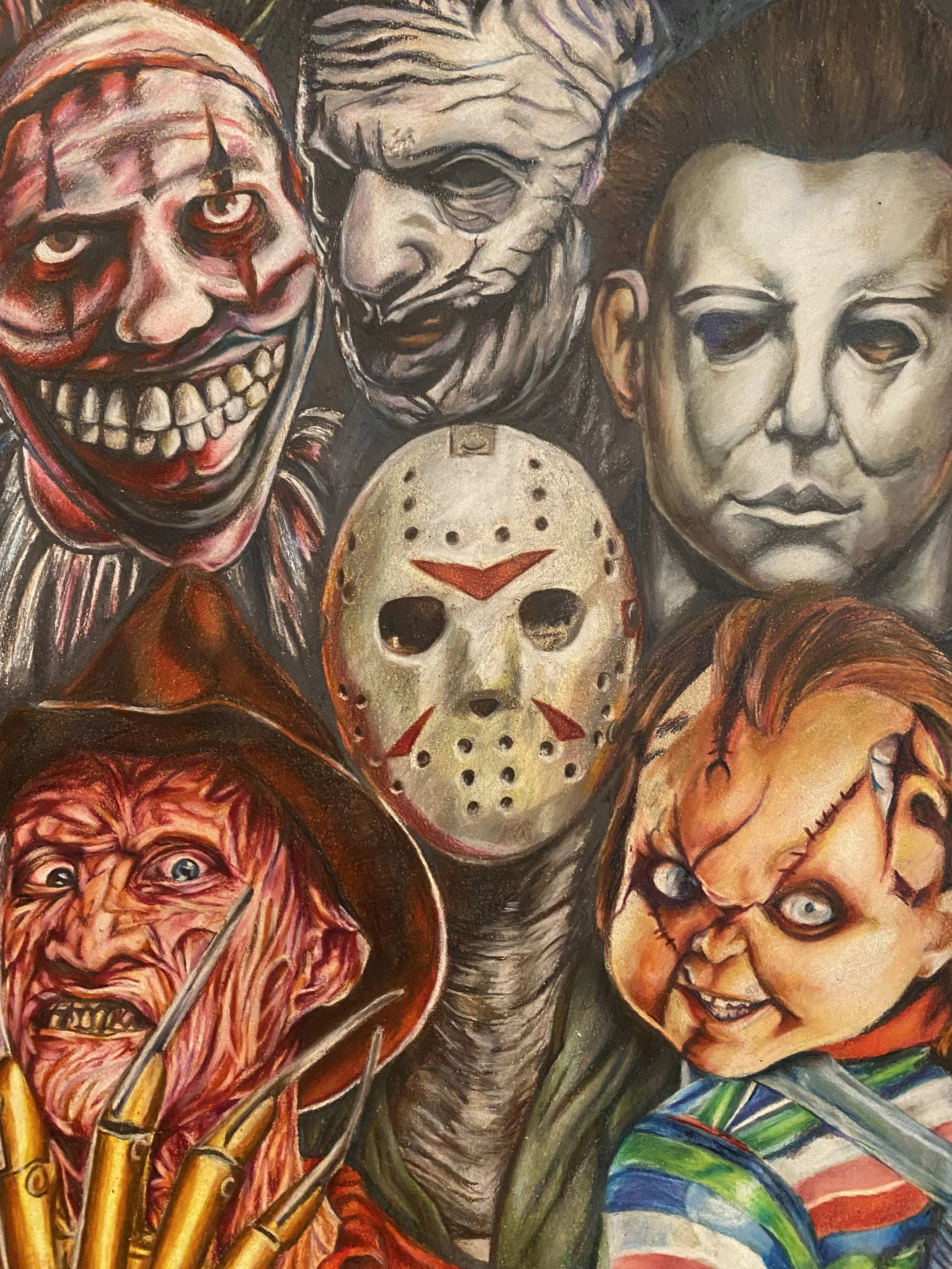  
    Horror Icons  
   2022 
   Colored Pencil on Paper 
   11 x 14 in. 
 

 
  .artwork-caption {
    text-align: left;
    padding-top: 10px;
    font-family: inherit; 
  }
  .artwork-caption p {
    margin: 4px 0; 
    line-height: 1;
  }
 
