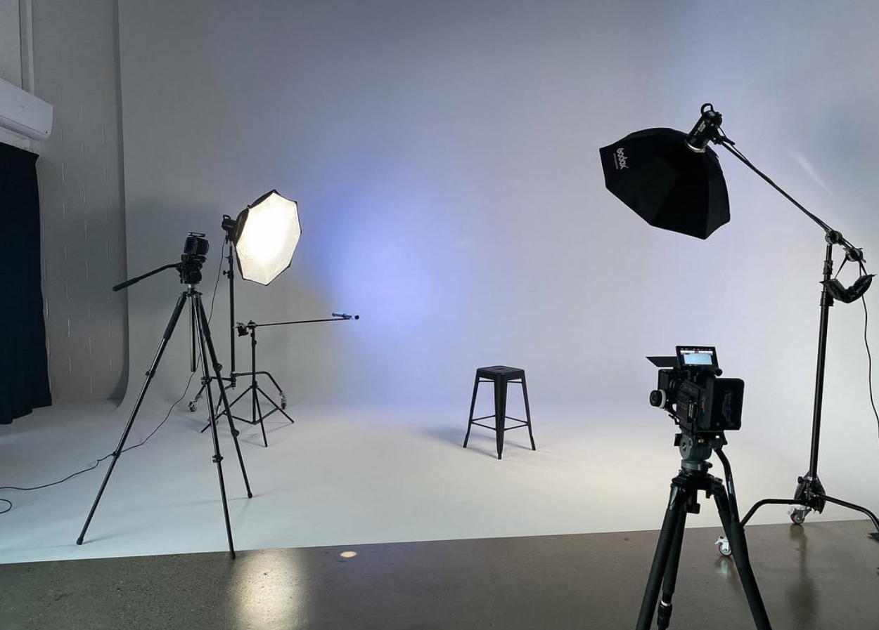 Photo studio lighting setup in white cyclorama wall space — Covingsmith