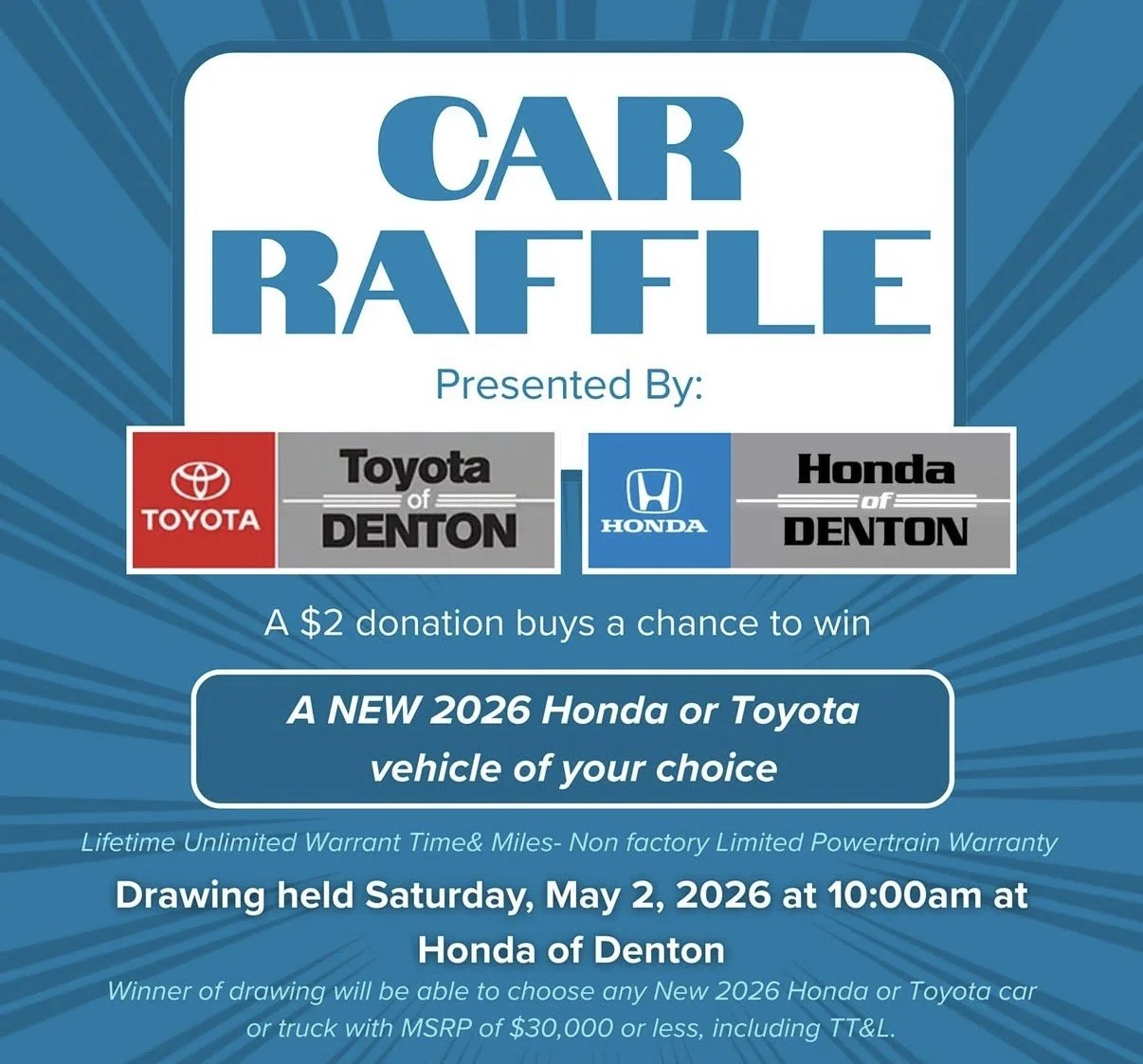 Toyota of Denton Community Car Raffle