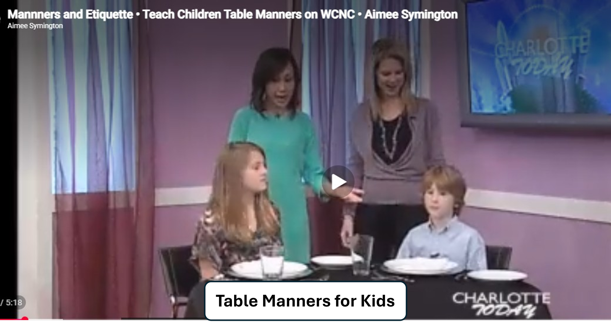 Etiquette expert and keynote speaker Aimee Symington discusses table manners for kids, proper table setting, and how to teach your children polite manners at the table.