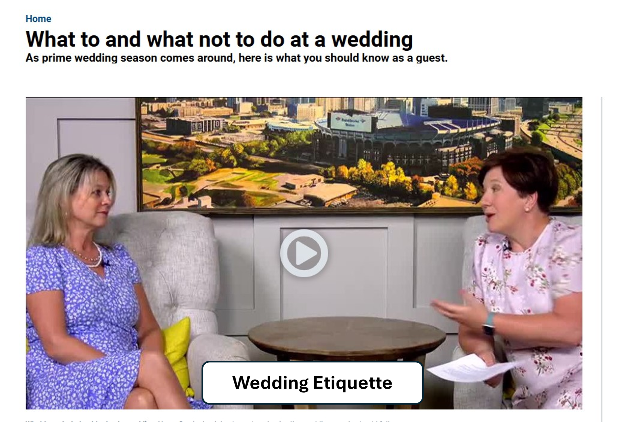 Etiquette expert and keynote speaker Aimee Symington discusses wedding etiquette, workplace etiquette, professional presence and business communication in this TV interview. Discover practical tips for making a confident, polished and professional im