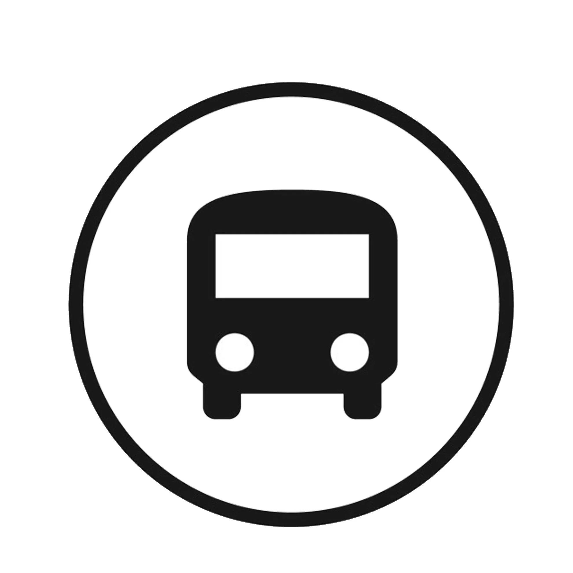 Black and white icon of a car inside a circular border.