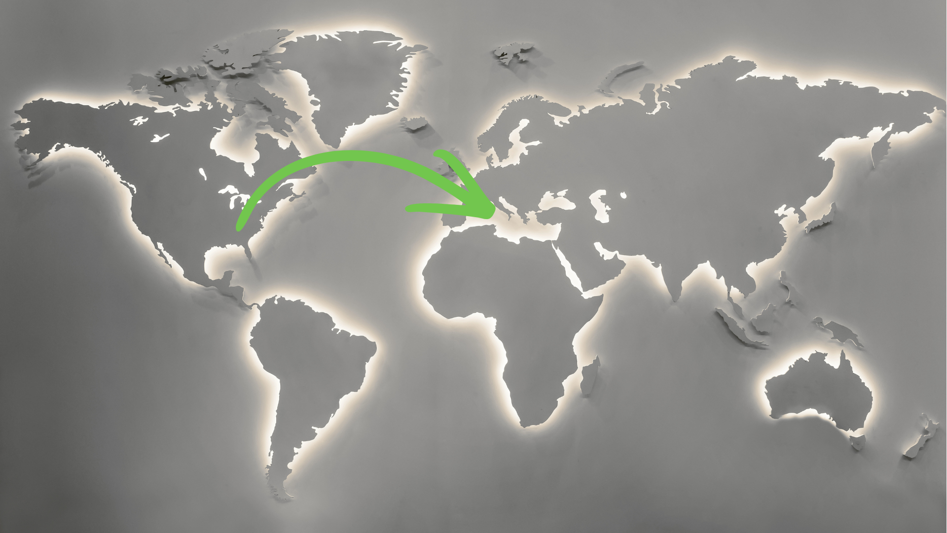 Backlit world map to spotlight Donna Robinson's International Trademark Legal Firm