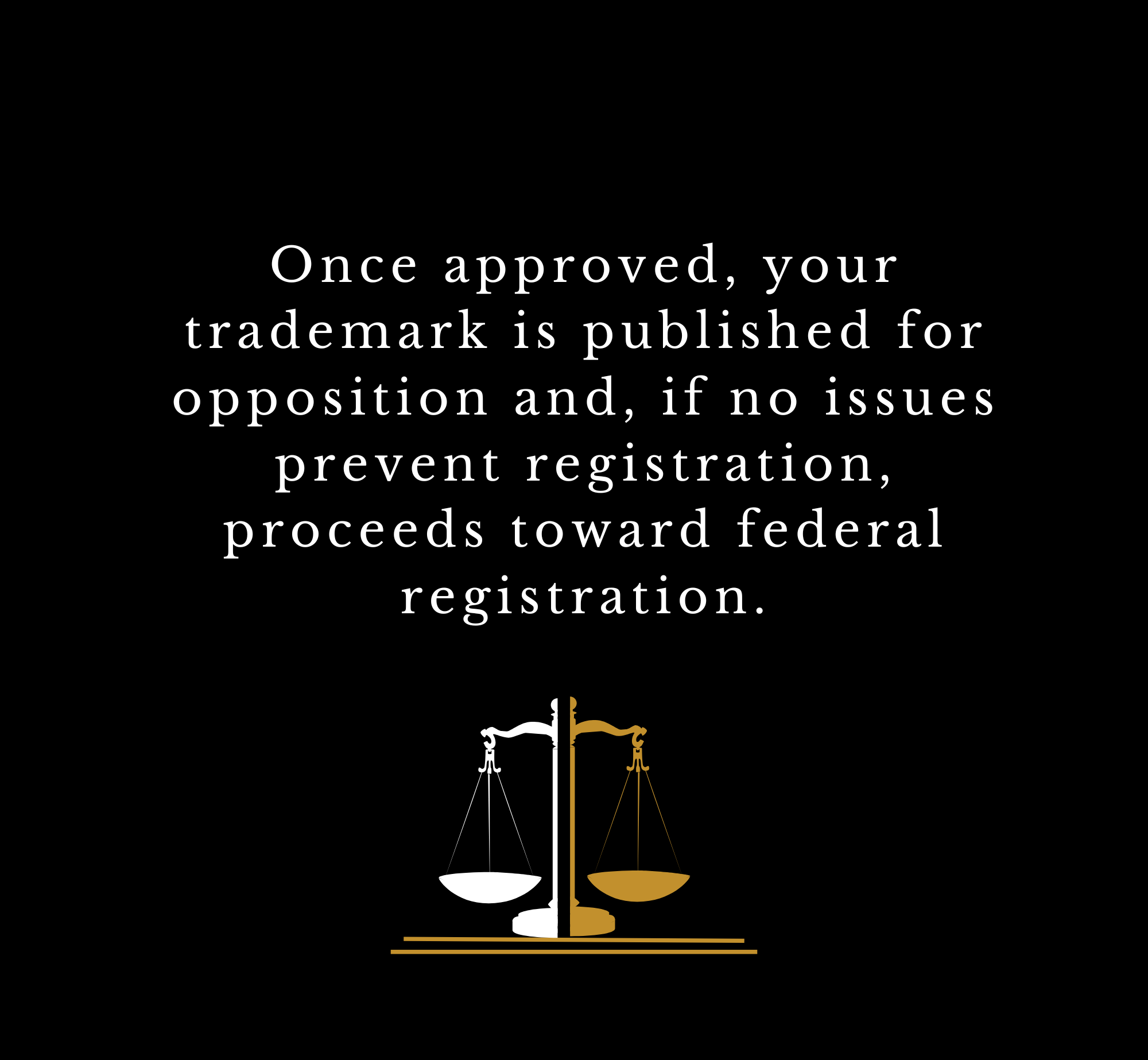 Black background with a centered white and gold scales of justice symbol. Working with Donna Robinson Esq. LL.M. means working with a trustworthy lawyer who understands brand protection and intellectual property law.