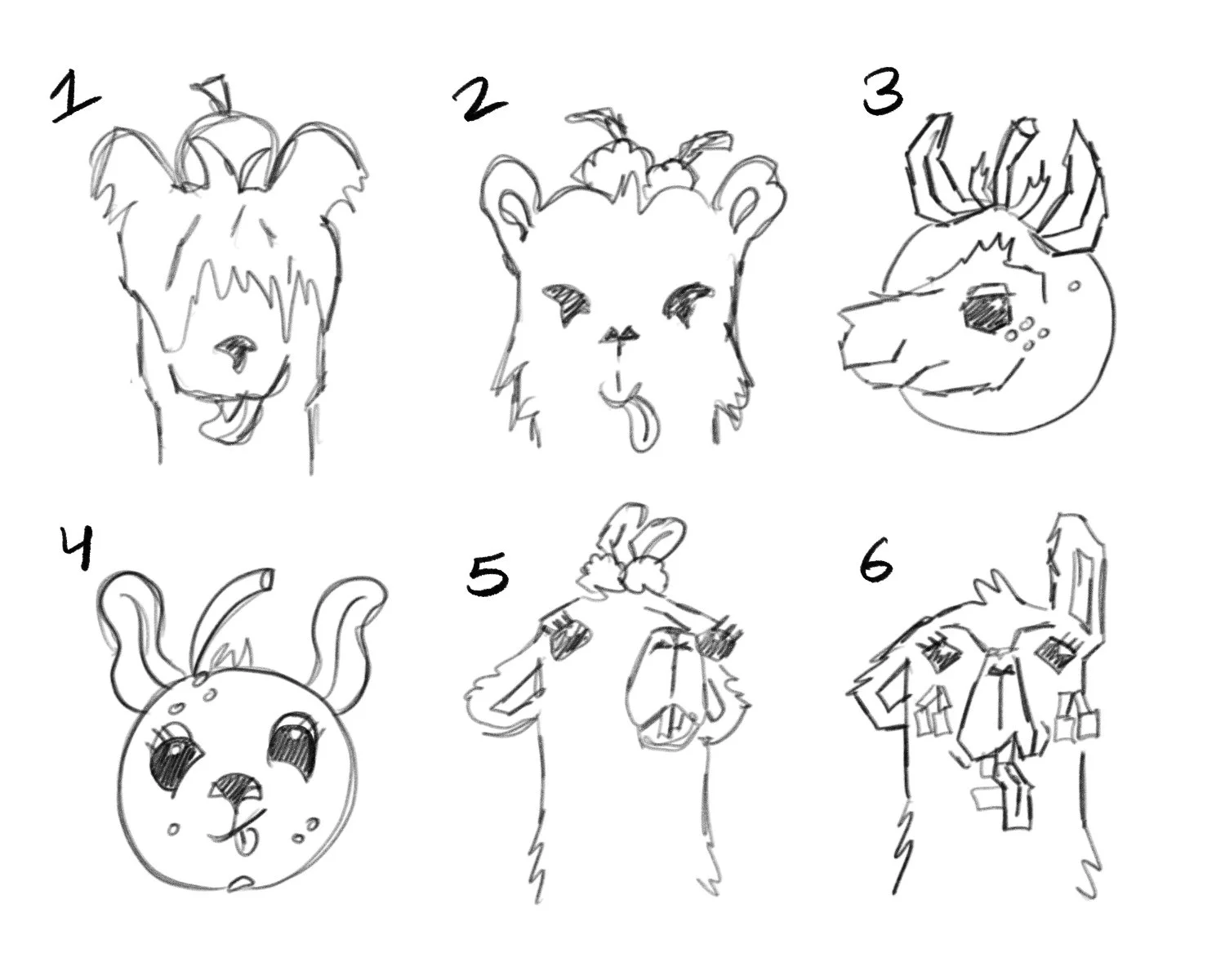 Some character illustration exploration, combining South American llamas and fruit flavors. I enjoyed the more sharp line look and decided to head in the direction of 5 and 6.