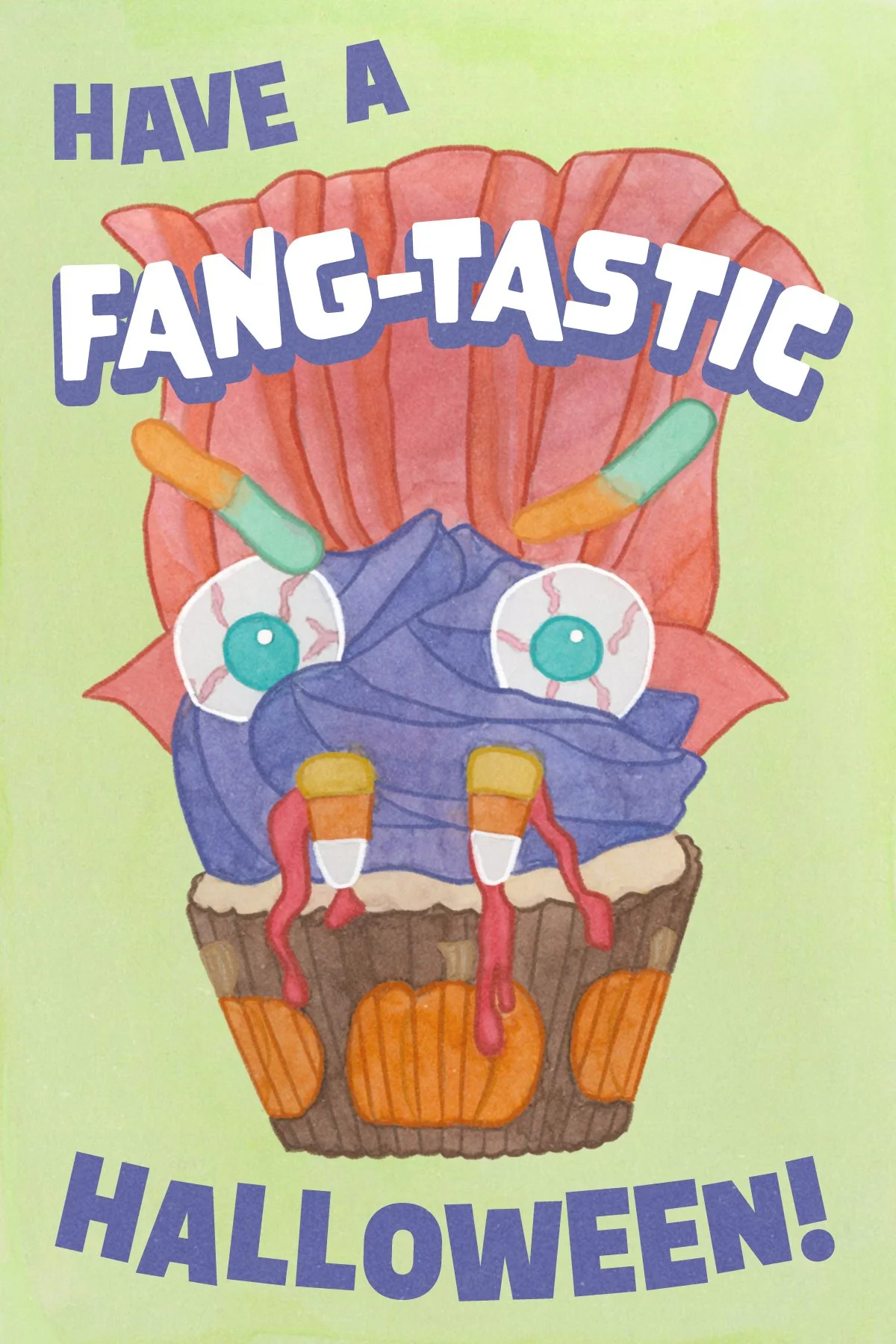 Final watercolor artwork with text for the second greeting card