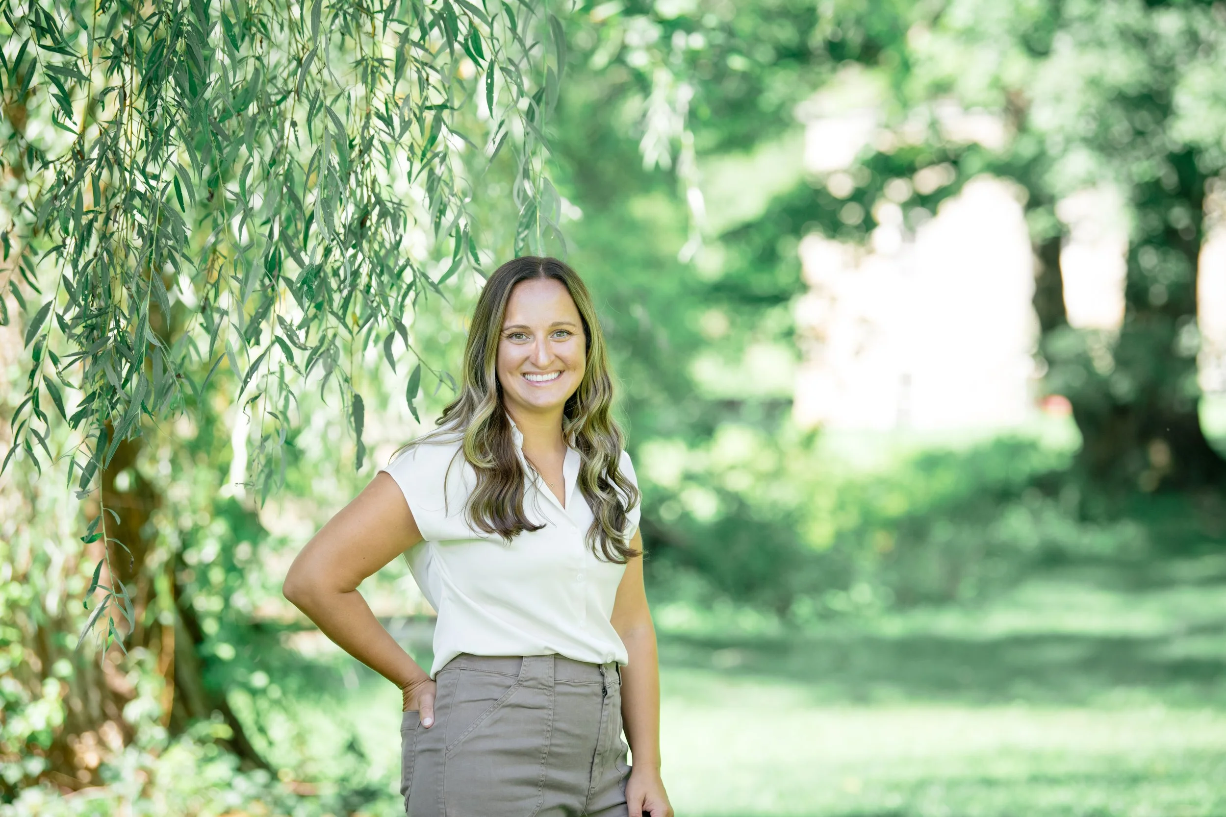 Melissa Parrish, LPC, standing under a tree smiling, Hackettstown New Jersey therapist