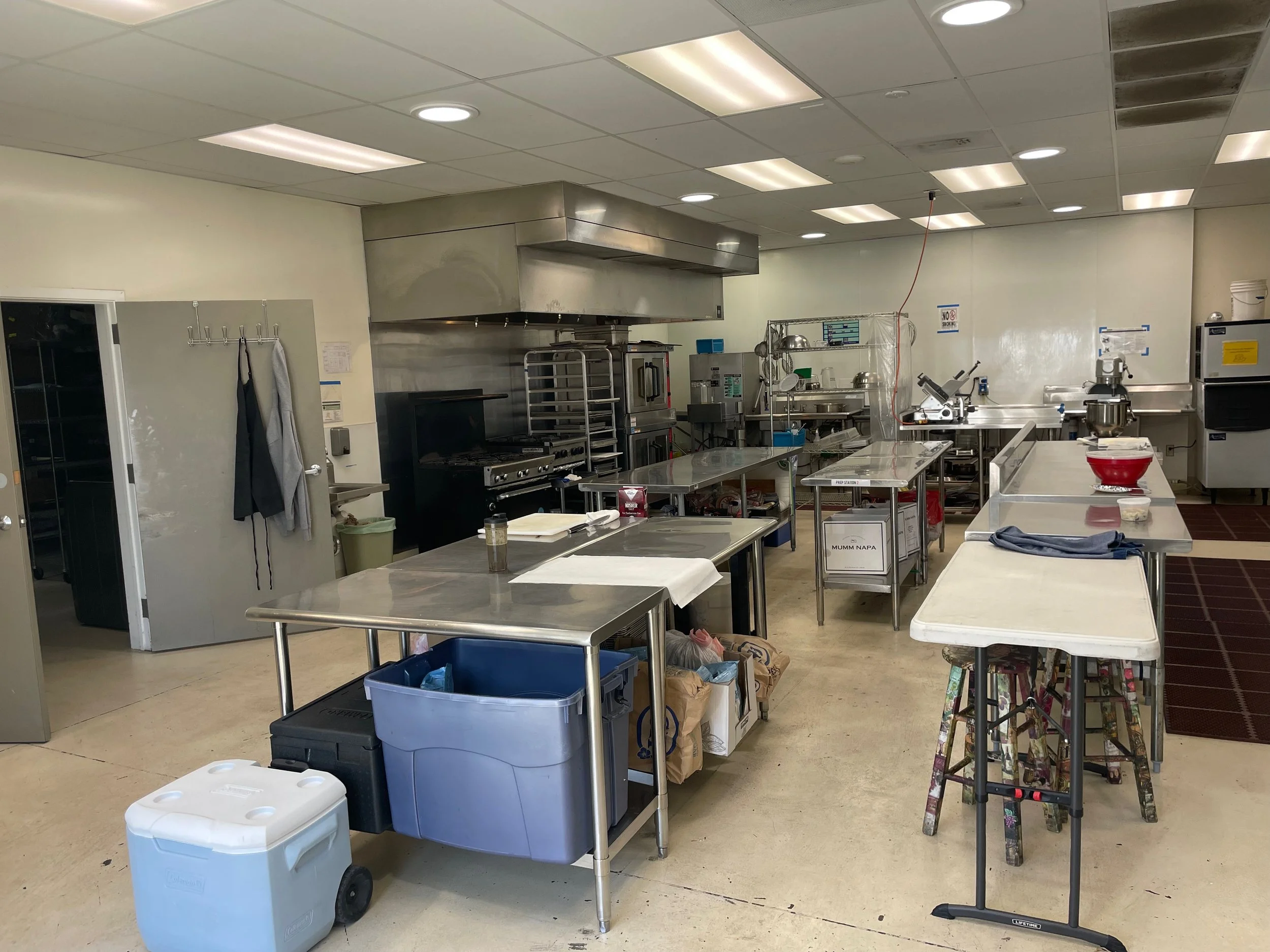 Interior view of South Napa Kitchen showing shared prep and work areas
