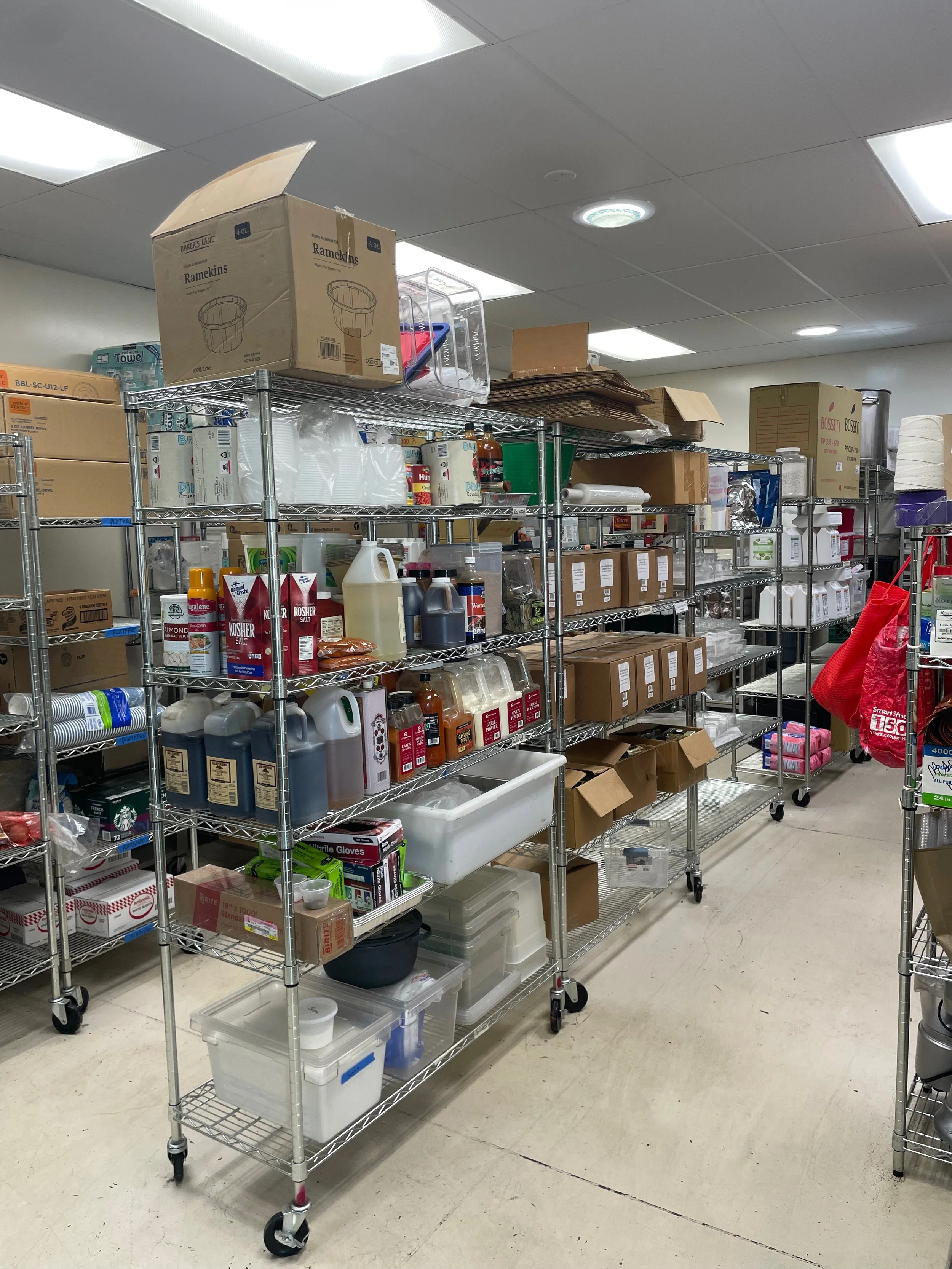 Dry storage racks for members at South Napa Kitchen