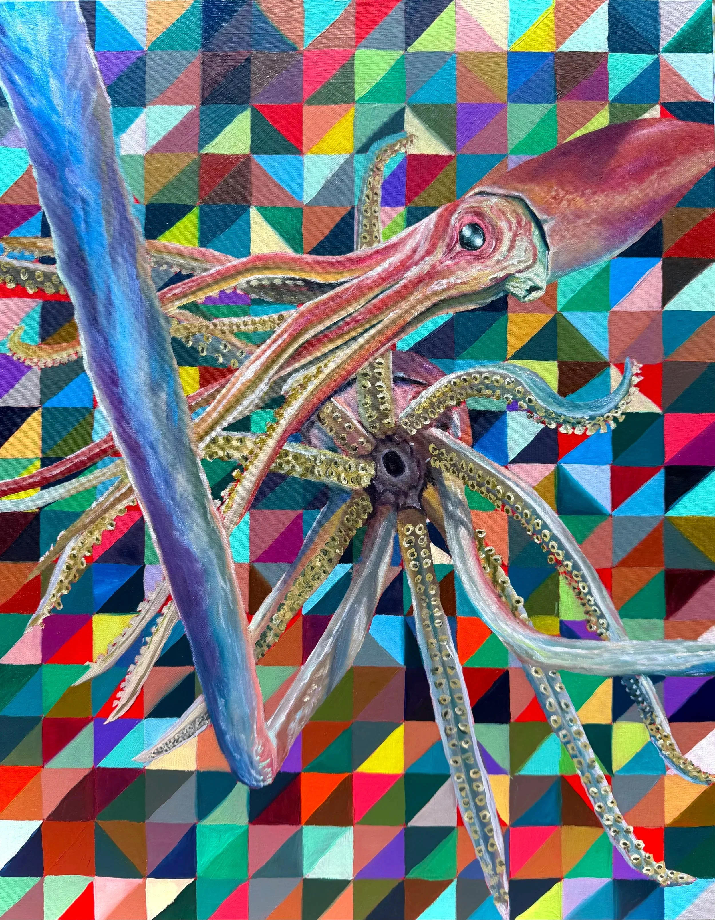 Squid Mirror, 
oil on canvas 
18 x 14 inches 
2026