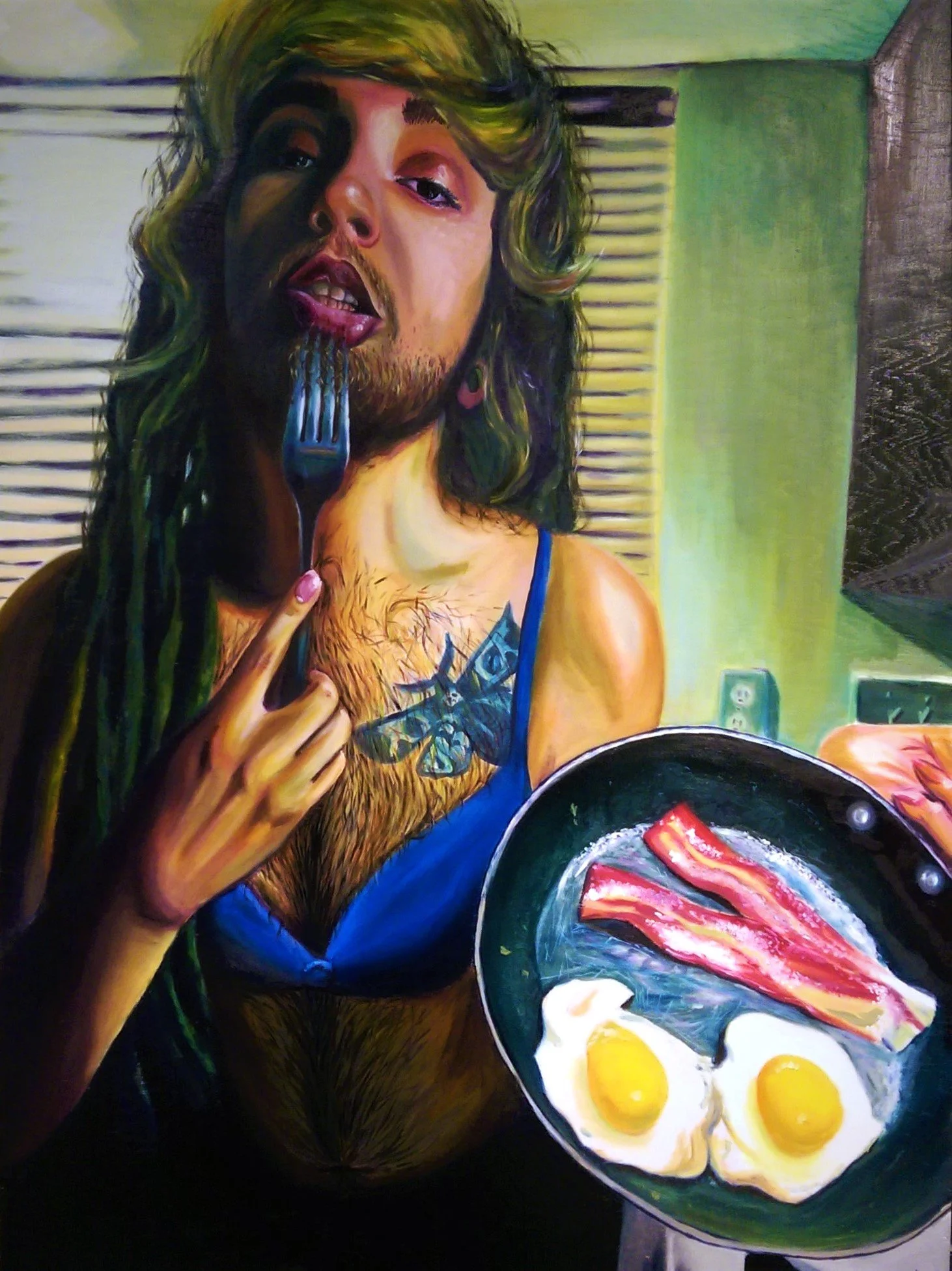That's Not Real Bacon! 
oil on wood
36 x 42 in
2016