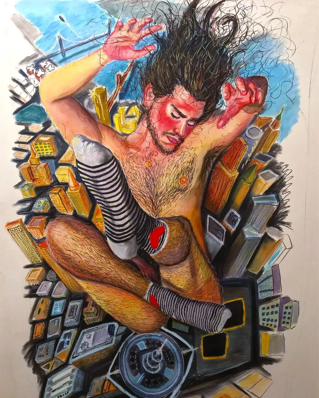 Falling Into Grace, 2018  Soft pastel 39 x 58in