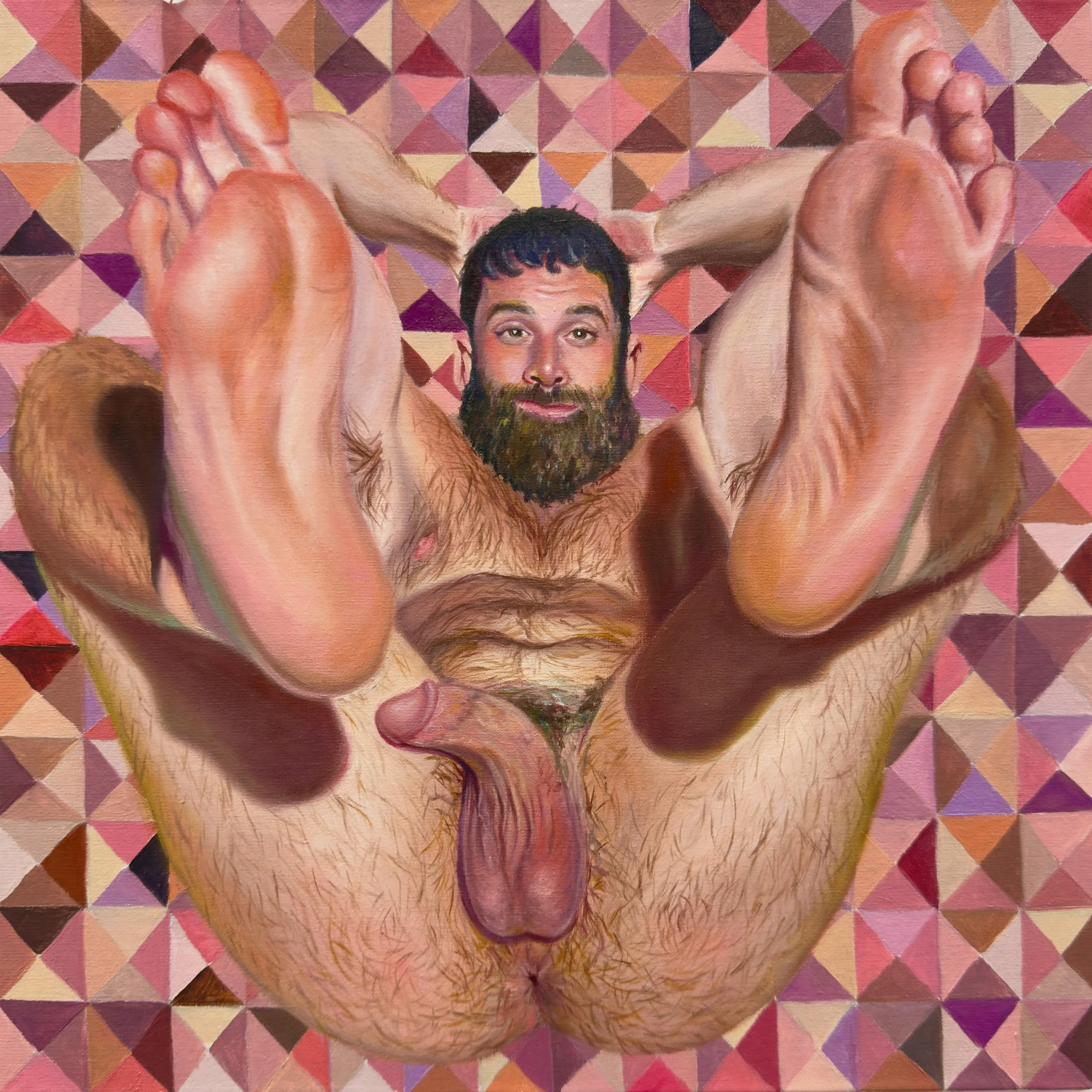 Jush on a Grid, oil on canvas 12 x 12 inches  2026