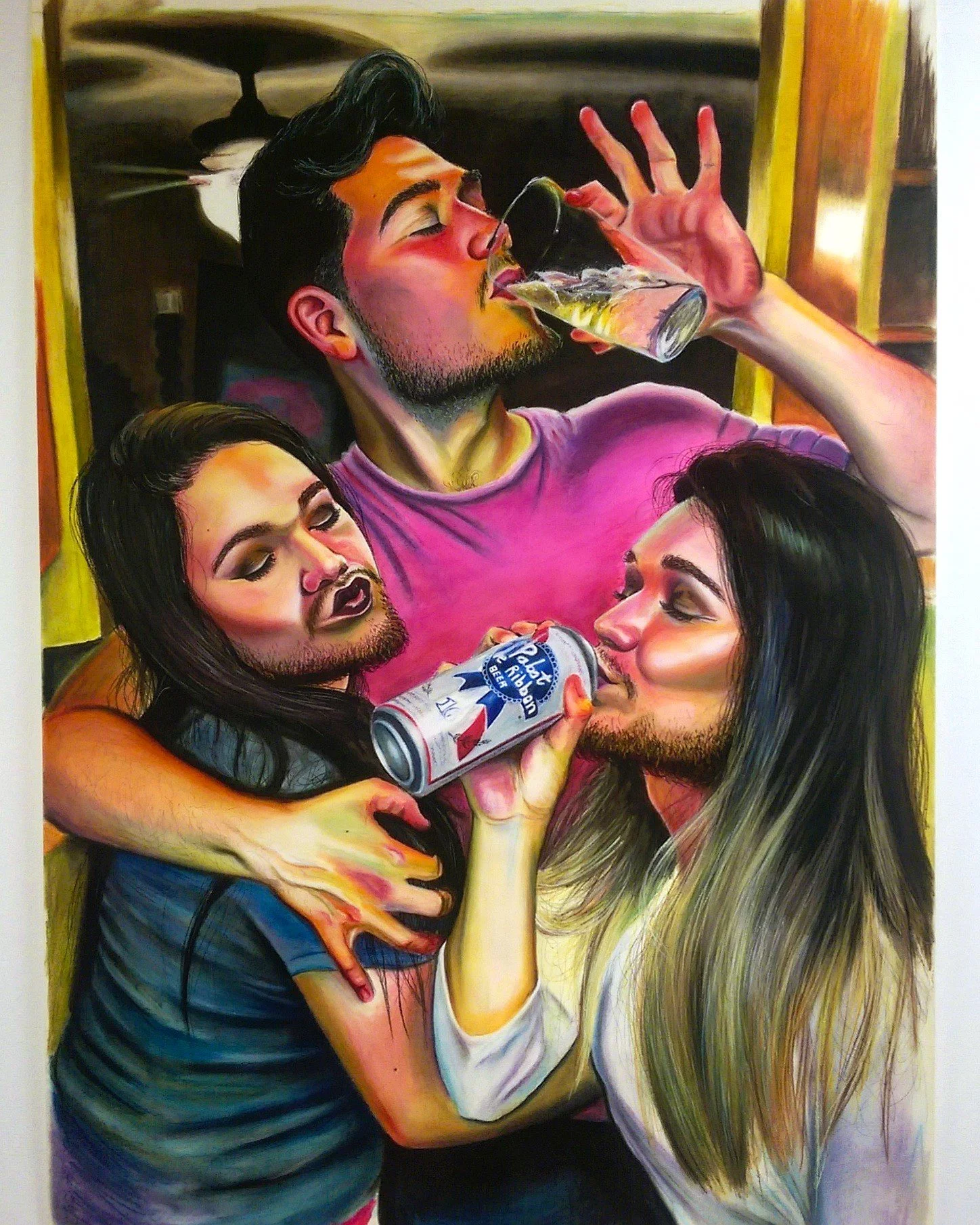 Your Inner Saboteur Serves Pretty Bitch Realness, 
soft pastel, charcoal
 42 x 63 inches
2016