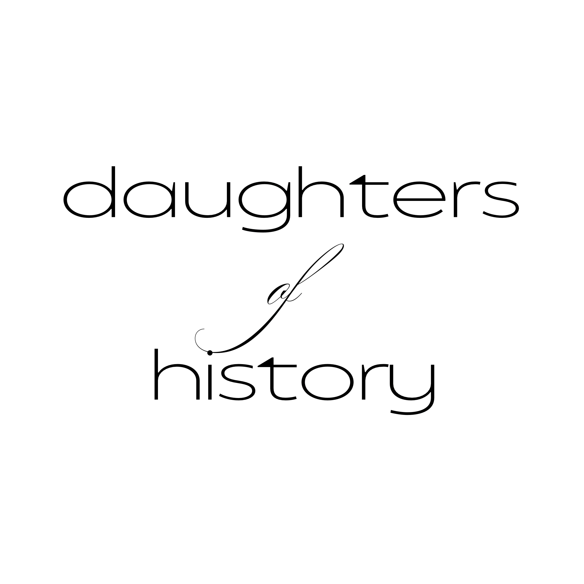 Text reading "daughters of history" in black font on a white background.