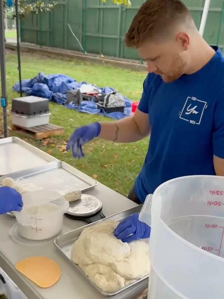 Made with love from start to finish: 
1) Weighing out and forming the dough balls. 

Made with love from start to finish: 
2) Adding the love (aka filling) to create the hotteok. 

Made with love from start to finish: 
3) Grilling those puppies up so