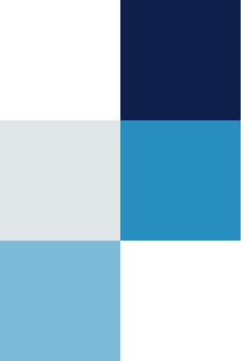 A geometric pattern composed of four squares in a 2x2 grid with black, dark blue, light gray, and light blue colors.