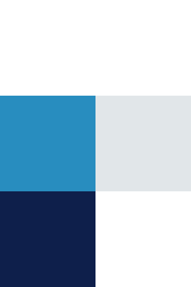 Six squares in a 2x3 grid with black, white, light blue, medium blue, light gray, and dark blue colors.