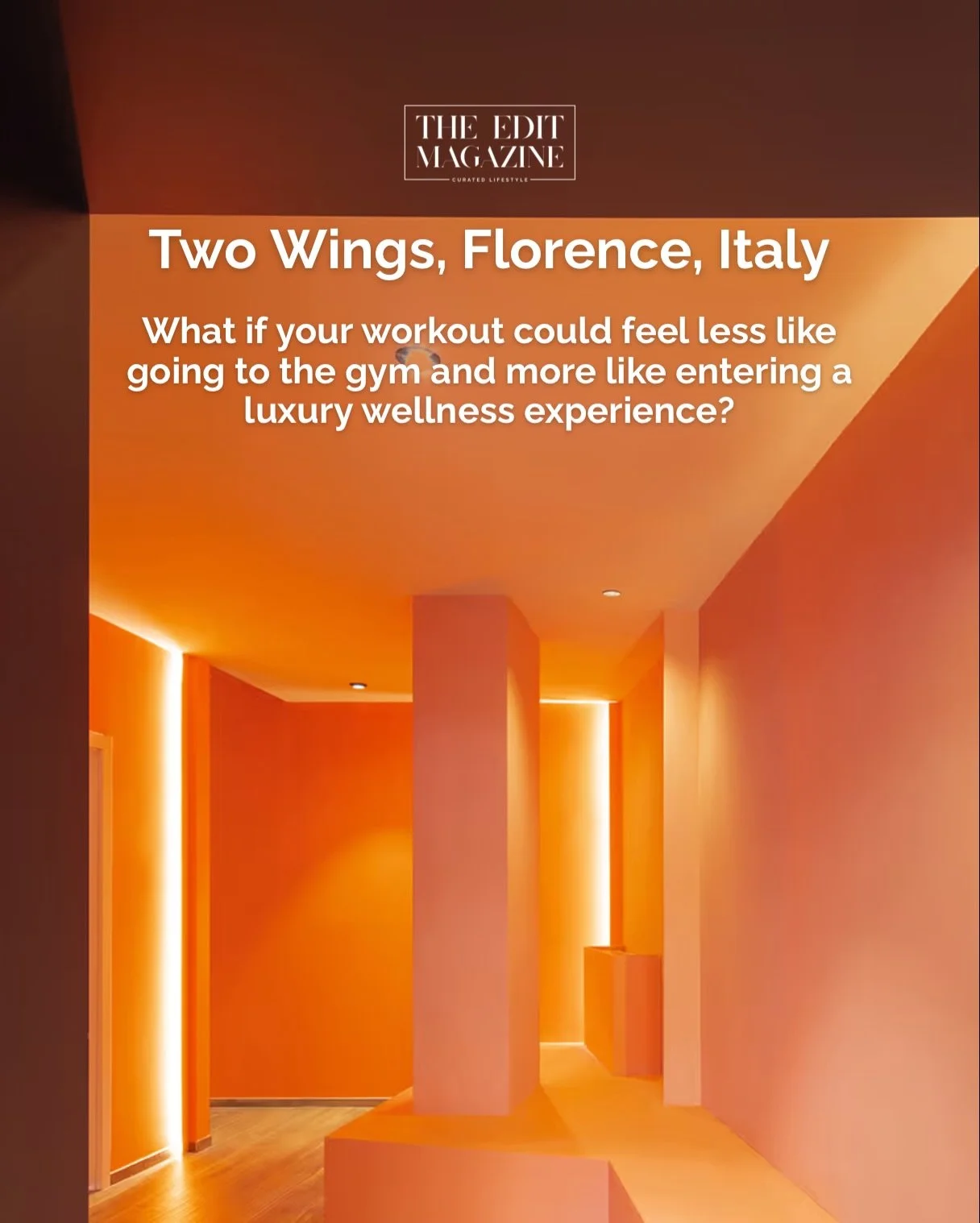 Wellness Spotlight: Two Wings (@TwoWings_Fitness), Florence, Italy, founded by Alice Elam (@Alis_Elam)

What if your workout could feel less like going to the gym and more like entering a luxury wellness experience?

That is the vision behind Two Win