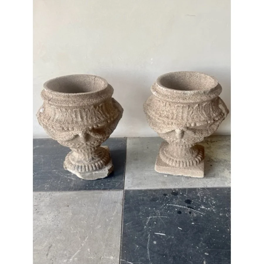 ANTIQUE CONCRETE URNS