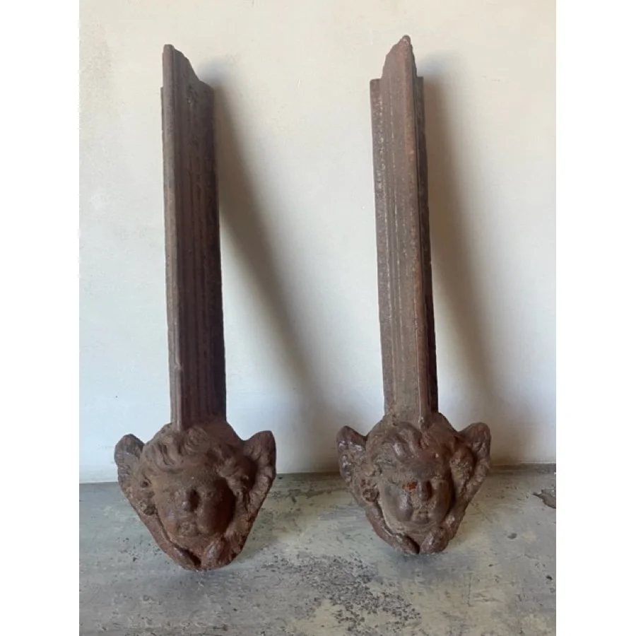 ANTIQUE CAST IRON ANGEL HEADS