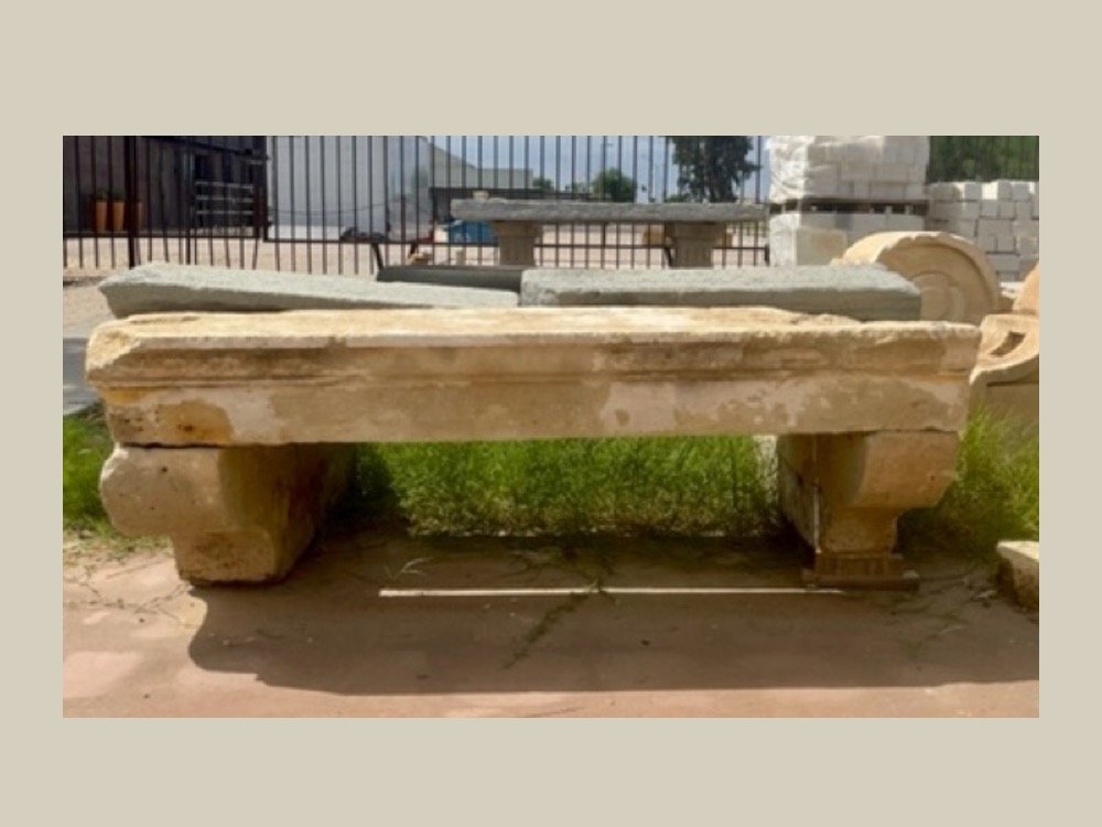 Antique French Limestone Mantle with Decorative Corbels