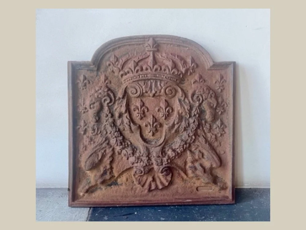 French Antique Arched Iron Fireback
