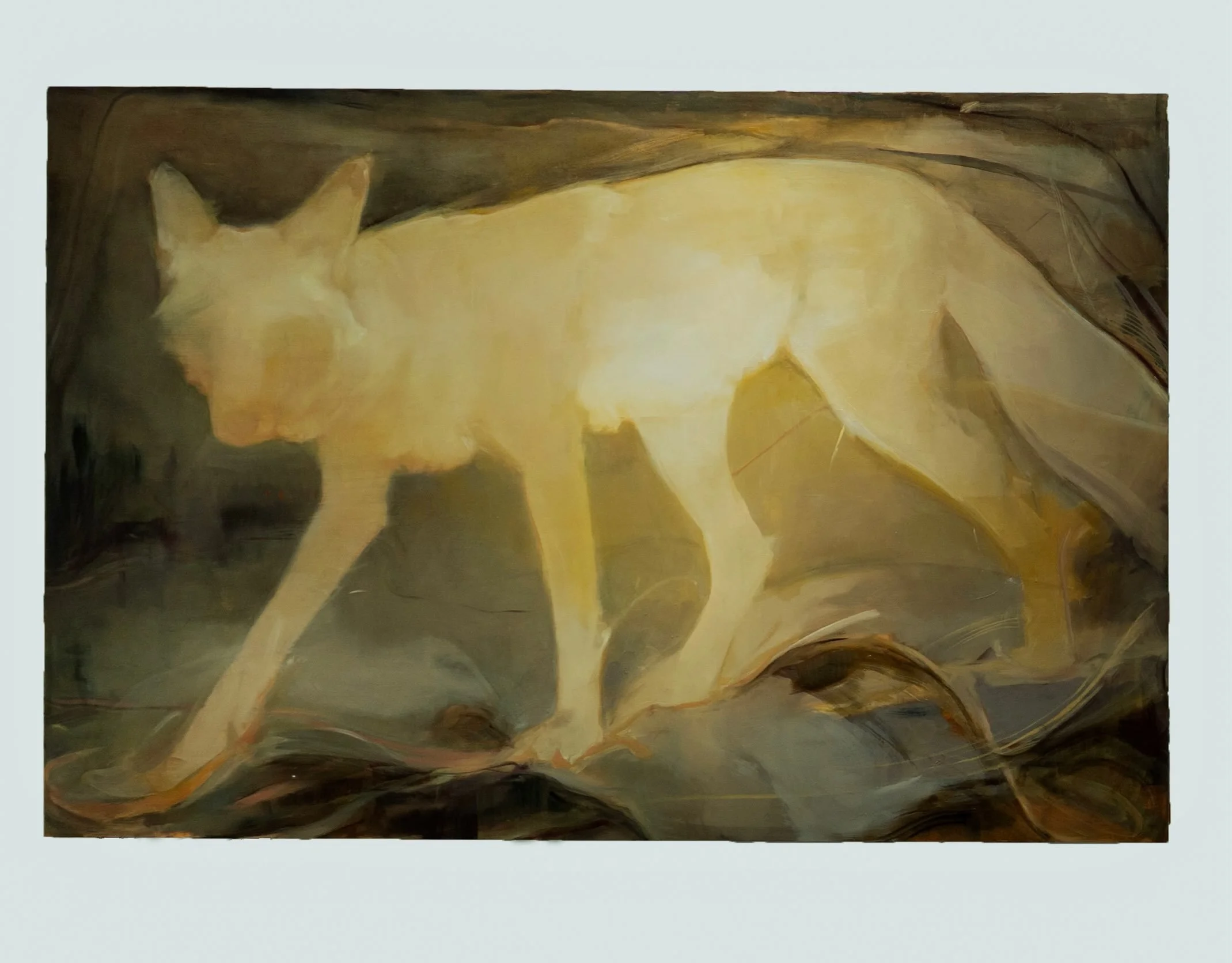Honored to have this piece included in @mriya.gallery Manicured Monkey Group Show curated by @aidasoka.

The wolf/coyote/dog hybrid has been a character I have circled around for quite a while, but for the first time, this one a wanted name. I call h