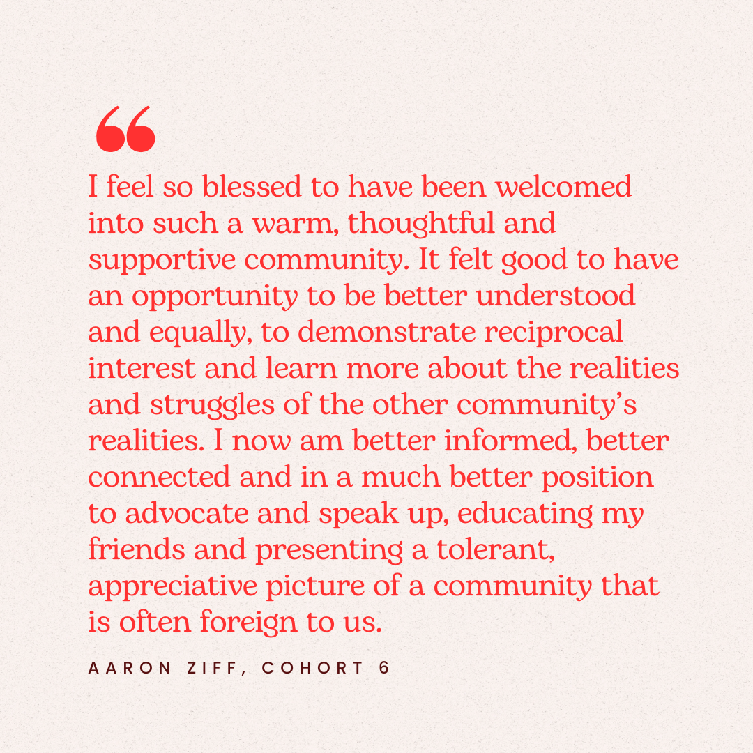 Quote about feeling blessed to be welcomed into a supportive community, learning about the realities and struggles of others, and advocating for understanding and tolerance.
