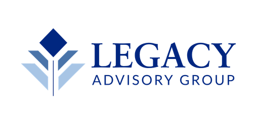 Legacy Advisory Group logo with a stylized diamond and leaf design in blue, and the company name in blue text.