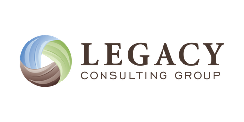 Legacy Consulting Group logo with a circular graphic in shades of blue, green, and brown, and the company name in bold uppercase letters.