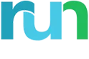 Close-up of a logo with the letters 'ru' in blue and green colors.