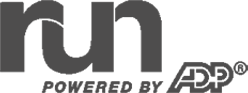 Logo with the text 'run' and 'Powered by ADF'