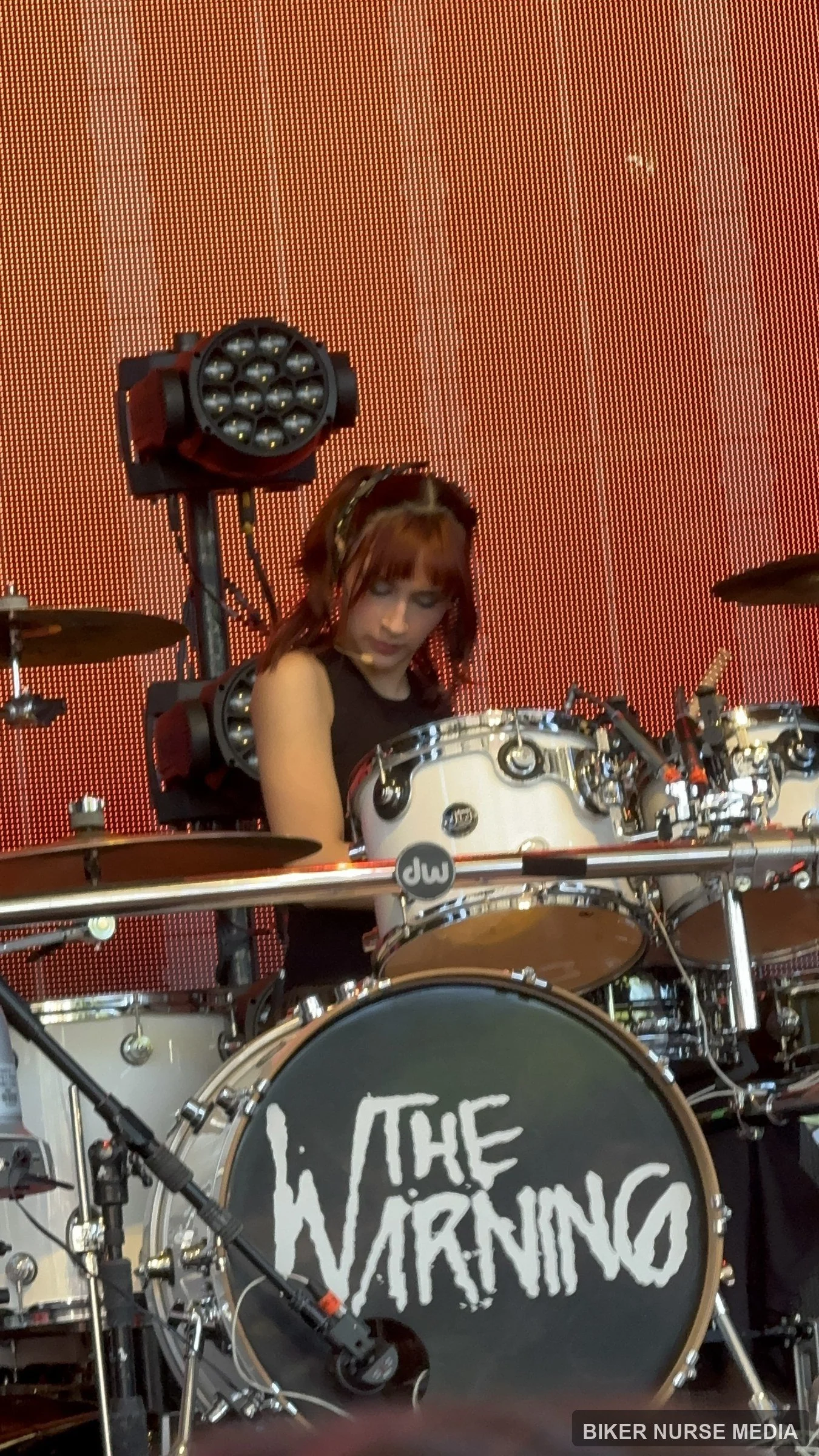 The Warning drummer performing live, photographed by Biker Nurse Media
