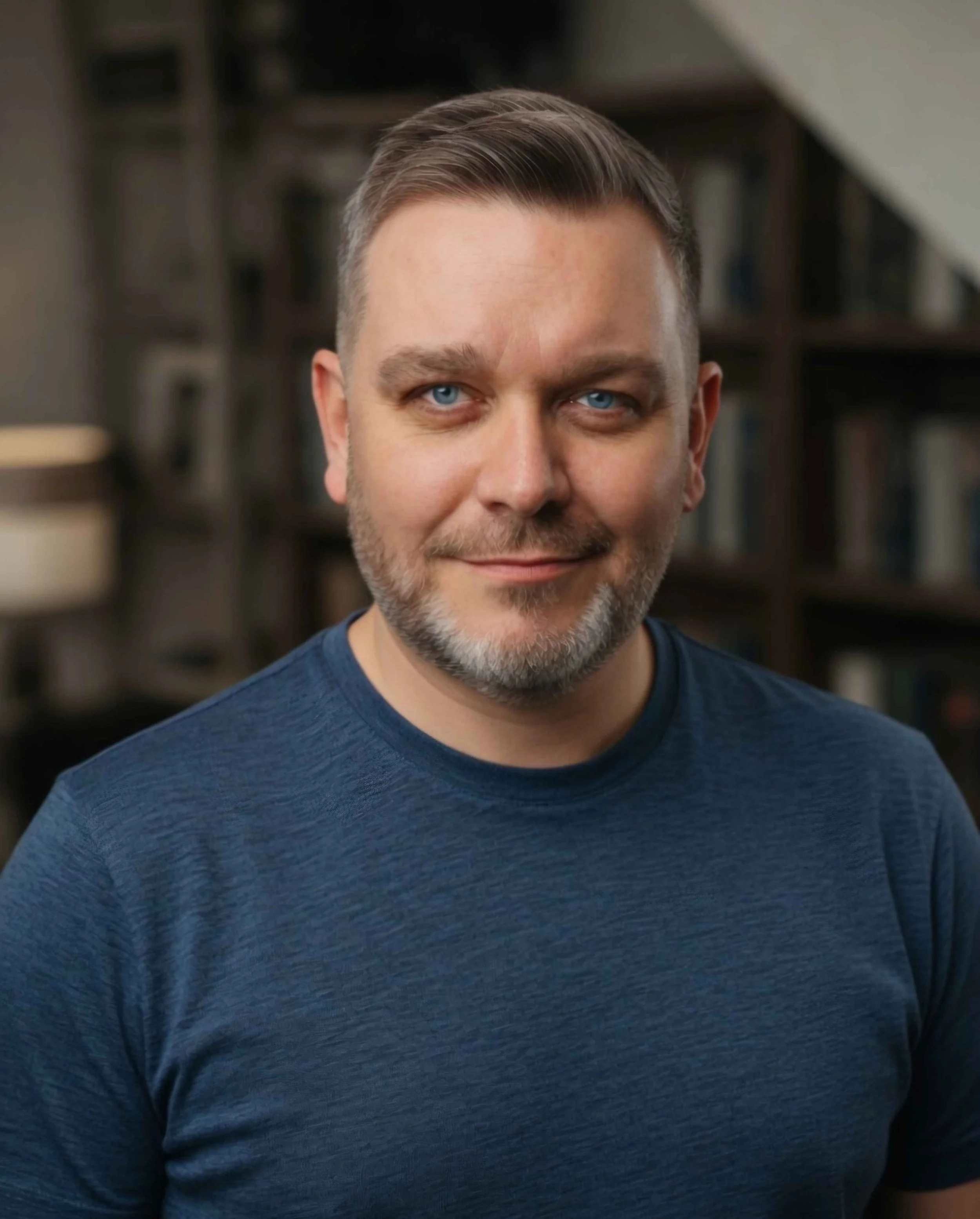 Portrait of Stevie, founder of Bonehead Design, an independent graphic designer helping businesses build memorable brands and websites.