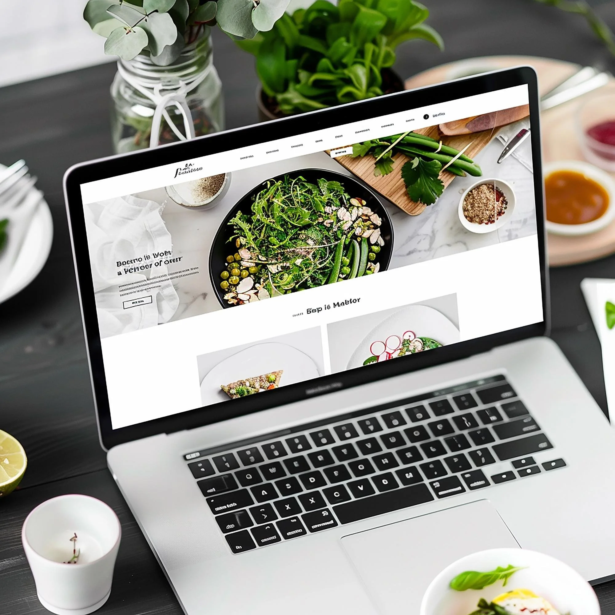 Laptop displaying a custom website designed alongside a bold brand identity to help businesses grow online.