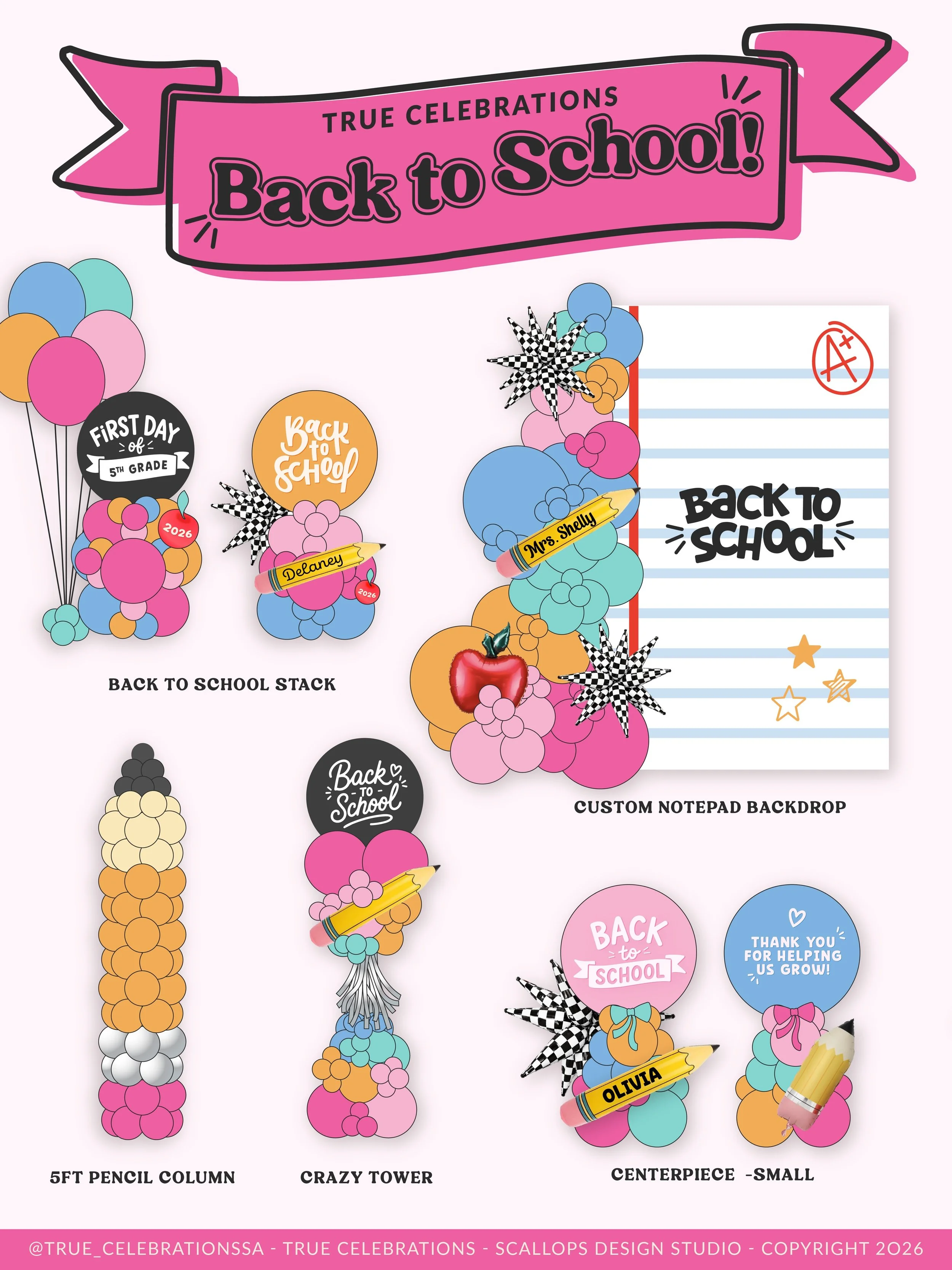 Another Back to School Menu! 

it was so fun working with @true_celebrationssa again after designing their logo in 2024! 🩷 

The Back to School Menus are already selling SO fast. I only have a few spots let so make sure to snag one if you've been th