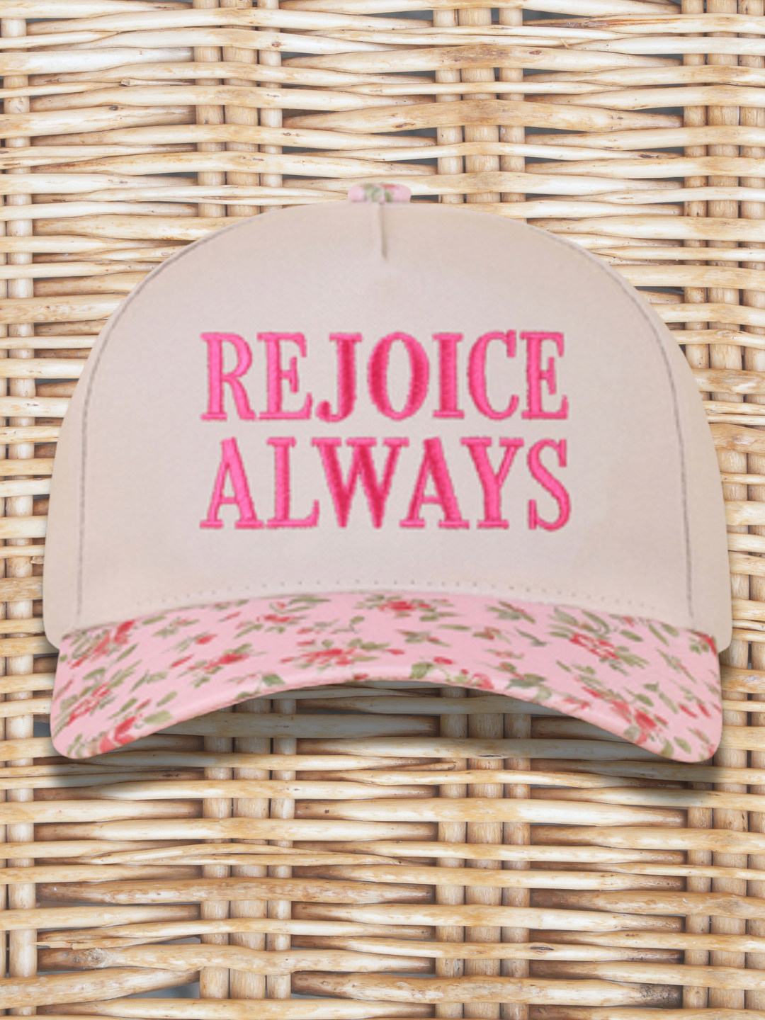Rejoice Always Floral Baseball Cap