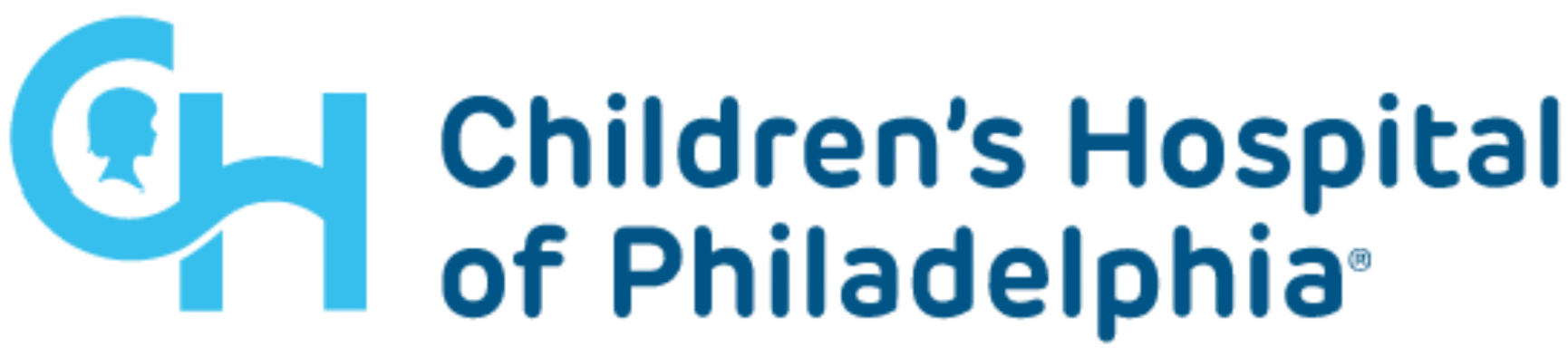 Logo of Children's Hospital of Philadelphia with a stylized smiling face within a blue circle and the hospital's name written in blue text.