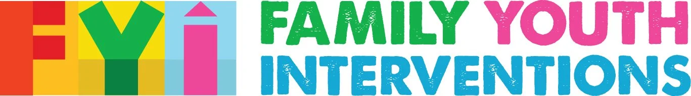 Colorful logo for FYI Family Youth Interventions with bold, multicolored text.