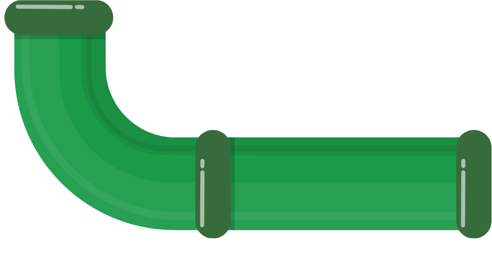 Green rubber garden hose with two connectors.