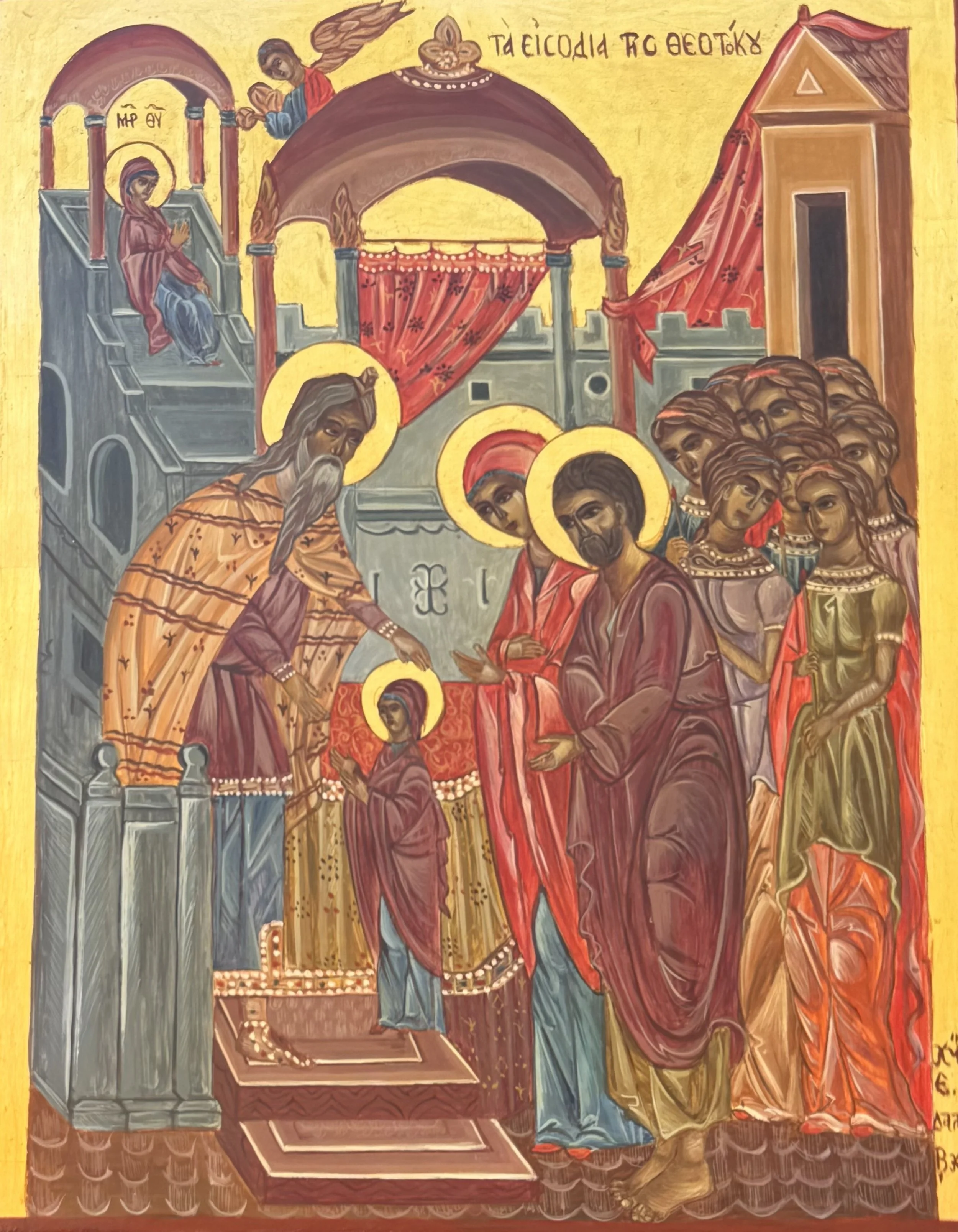 Εισόδια της Θεοτόκου, Ακρυλικό και φύλλο χρυσού σε ξύλο MDF, [40x50]