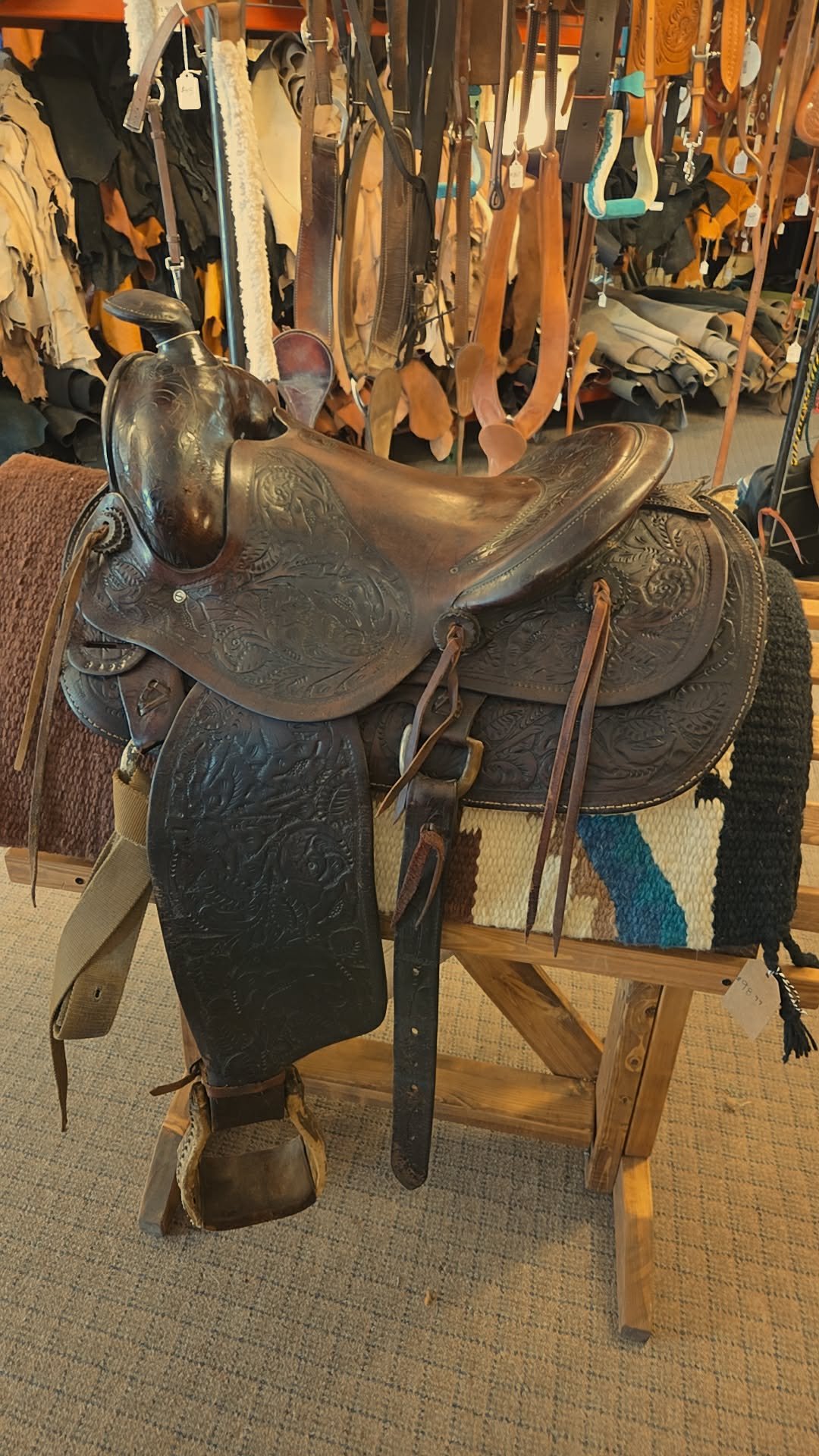 15" Tooled Vintage Saddle